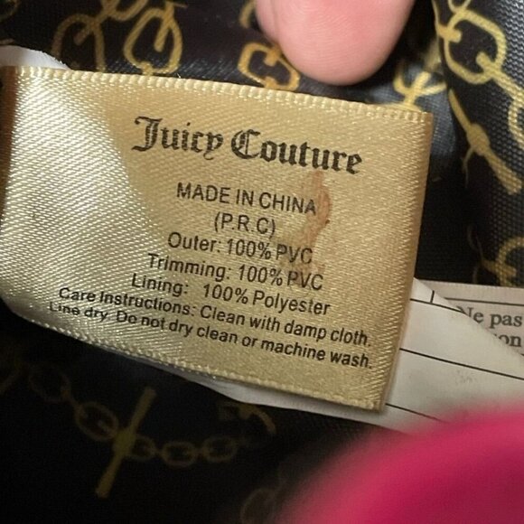 Y2K Juicy Couture Pink & Black Drawstring Tote Bag Gold Accents a1644